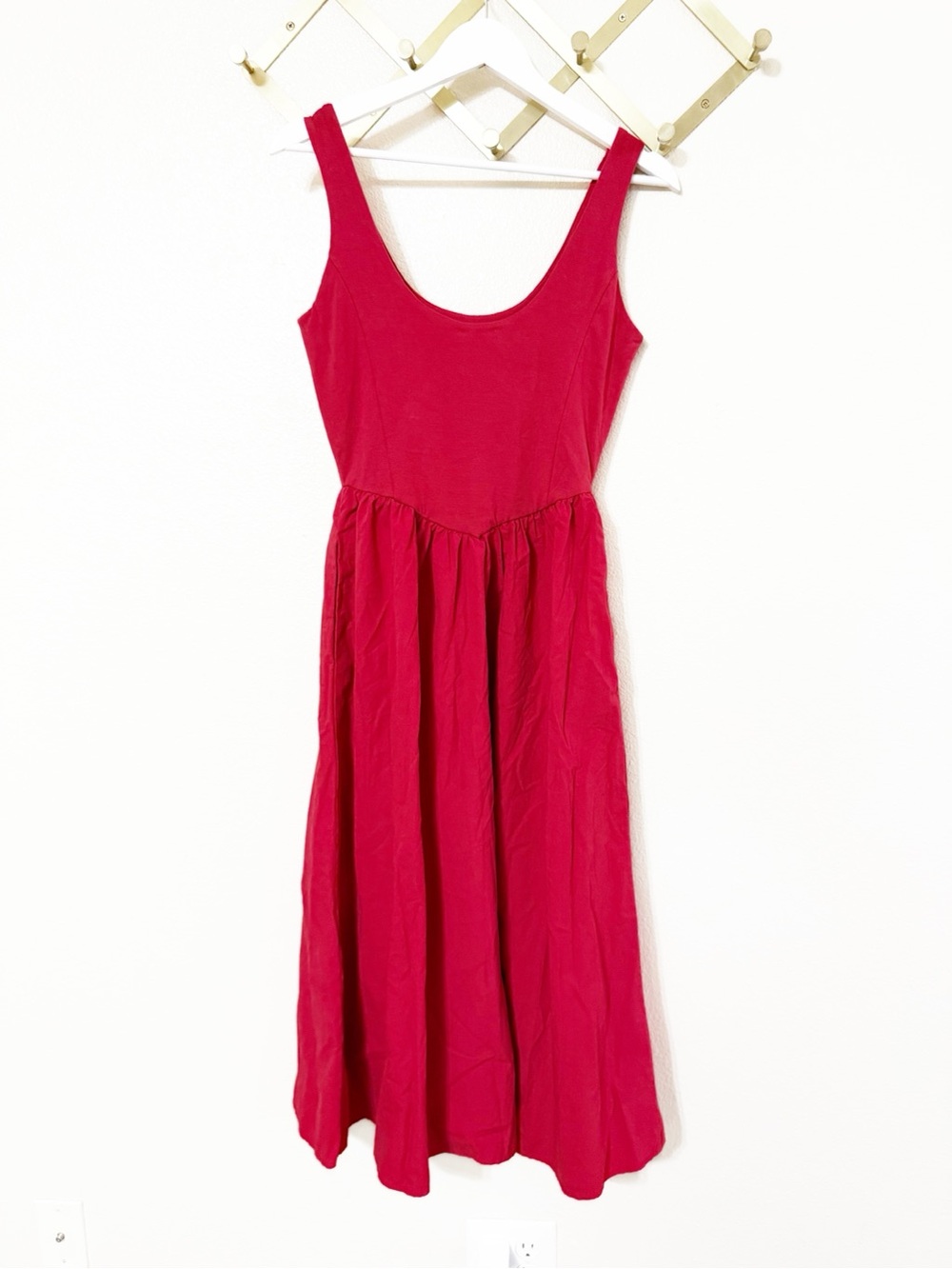 Nation Los Angeles Fiona Basque V Waist Midi Dress in Heartbeat Red Size M NEW - Picture 6 of 10